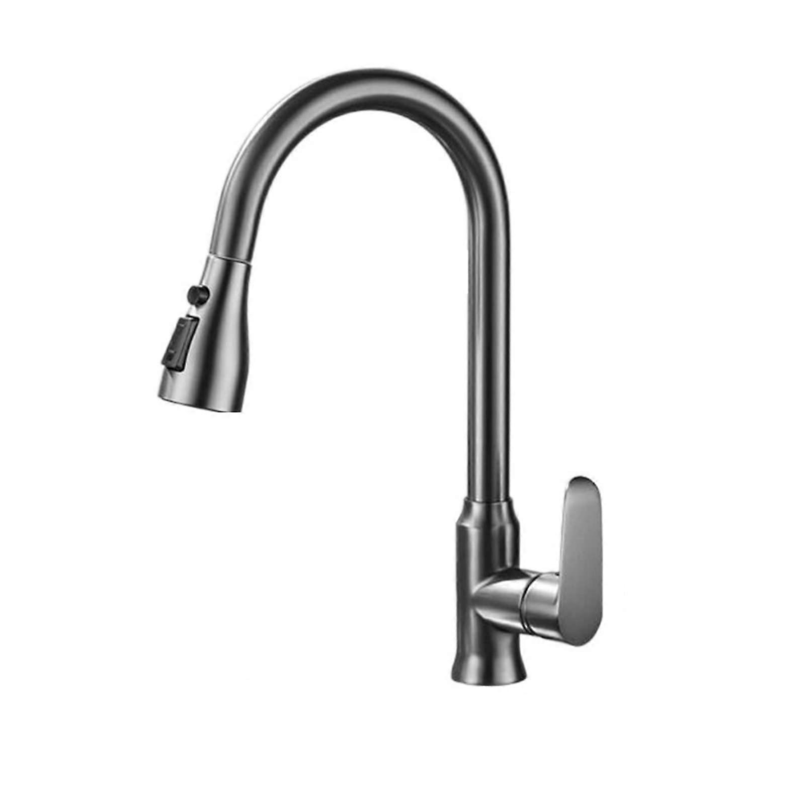 Brushed Nickel Kitchen Faucets Single Hole Pull-Out Spout Tap with Sprayer Head for Sinks, Model 9906, Chrome Finish