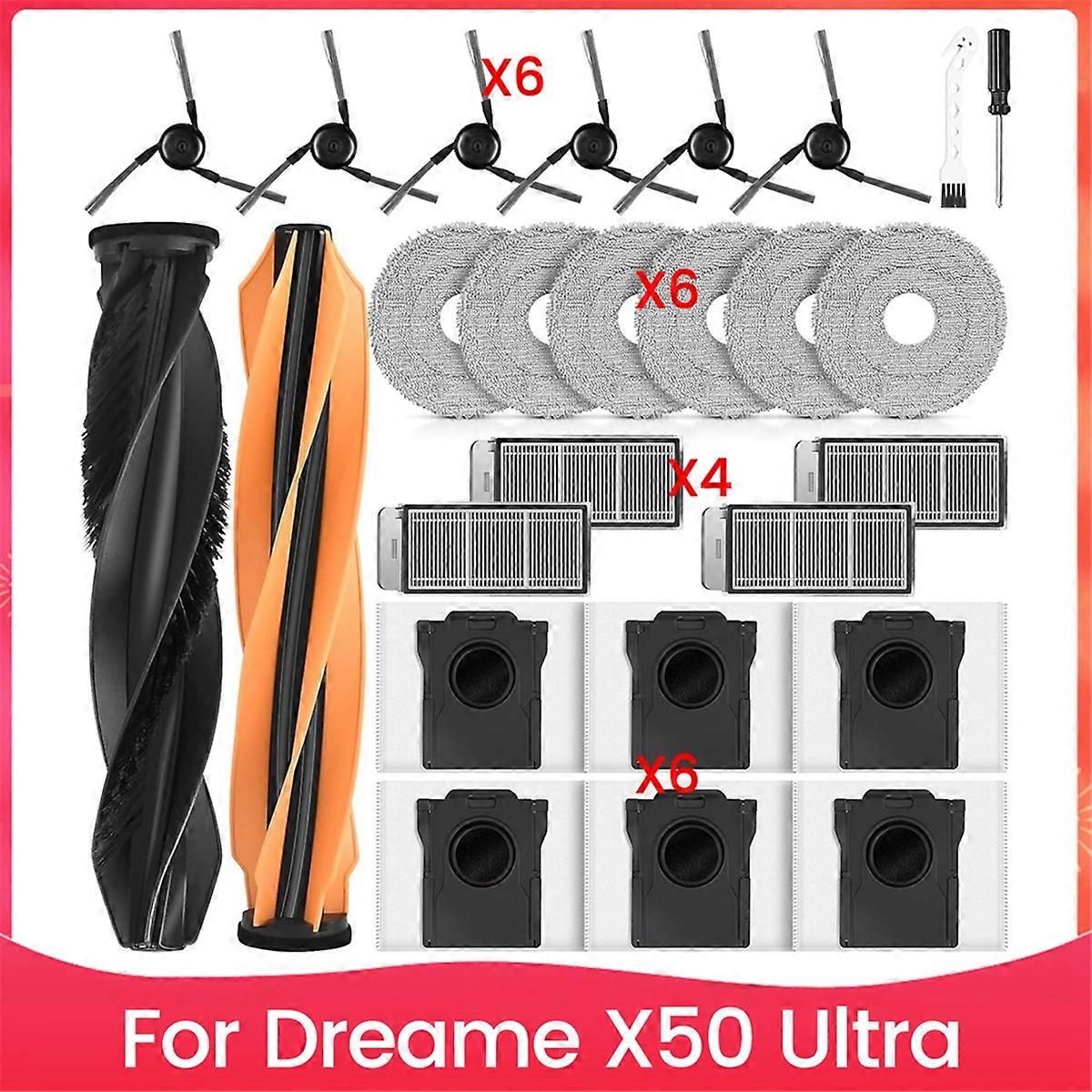 for X50 Ultra Robot Vacuum Accessory Kit Main Side Brushes