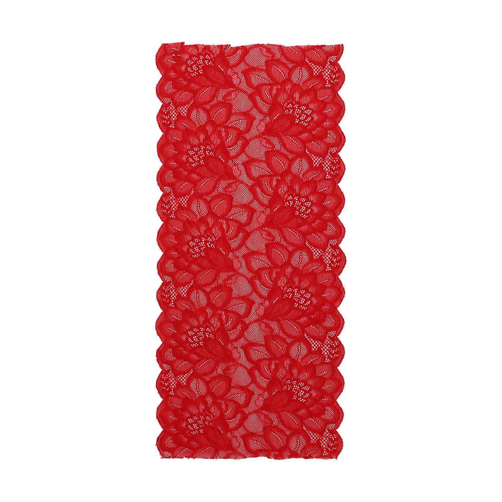 Lace Ribbon 23cm Wide Nylon Soft High Elasticity 10 Yards Red