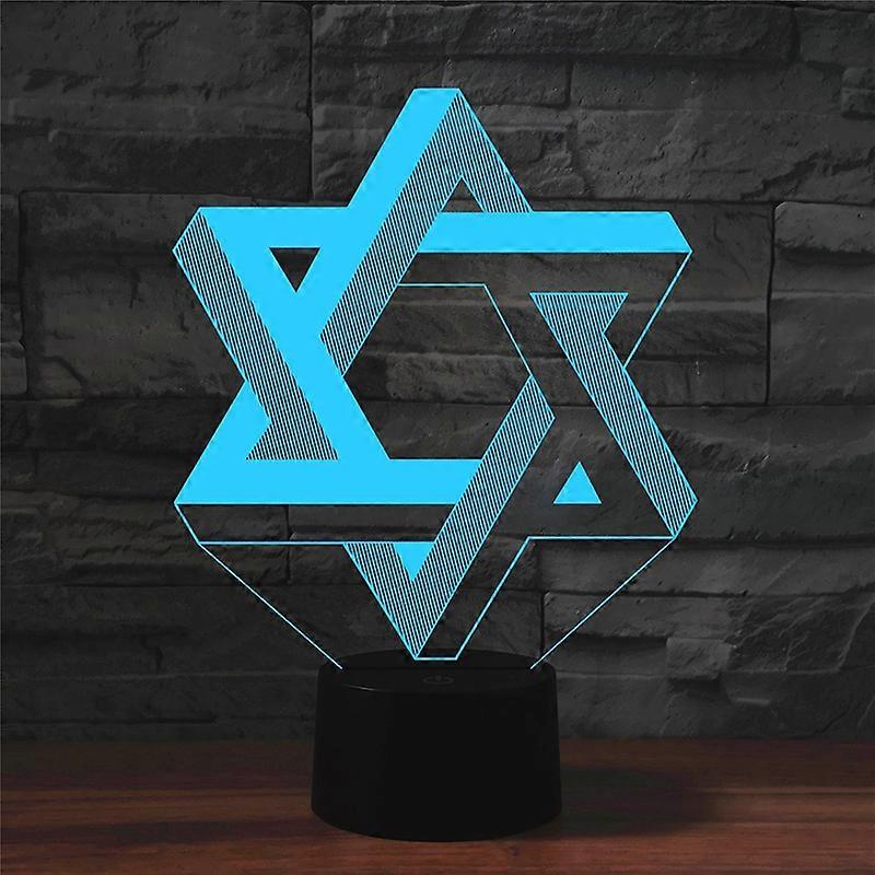 Pentagram Shape 3D Colorful LED Vision Light Table Lamp, Charging Touch Version