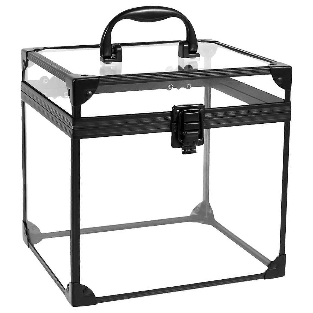 Clear Makeup Case, Cosmetic Organizer, Case with Latches & Handle,B