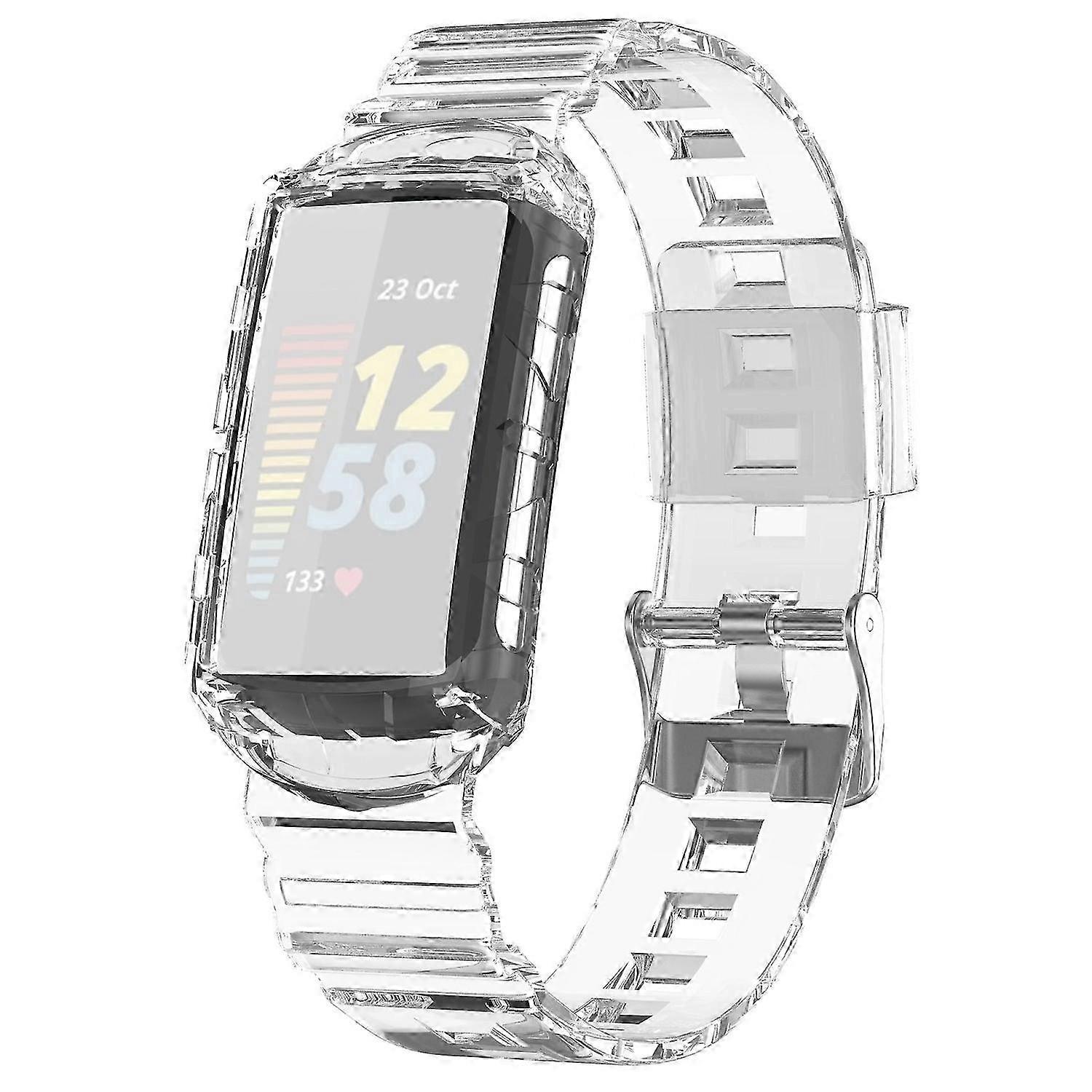 Adjustable Wristband for Fitbit Charge 6/5 with Type F Silicone Watch Band and Scratch-Resistant Case