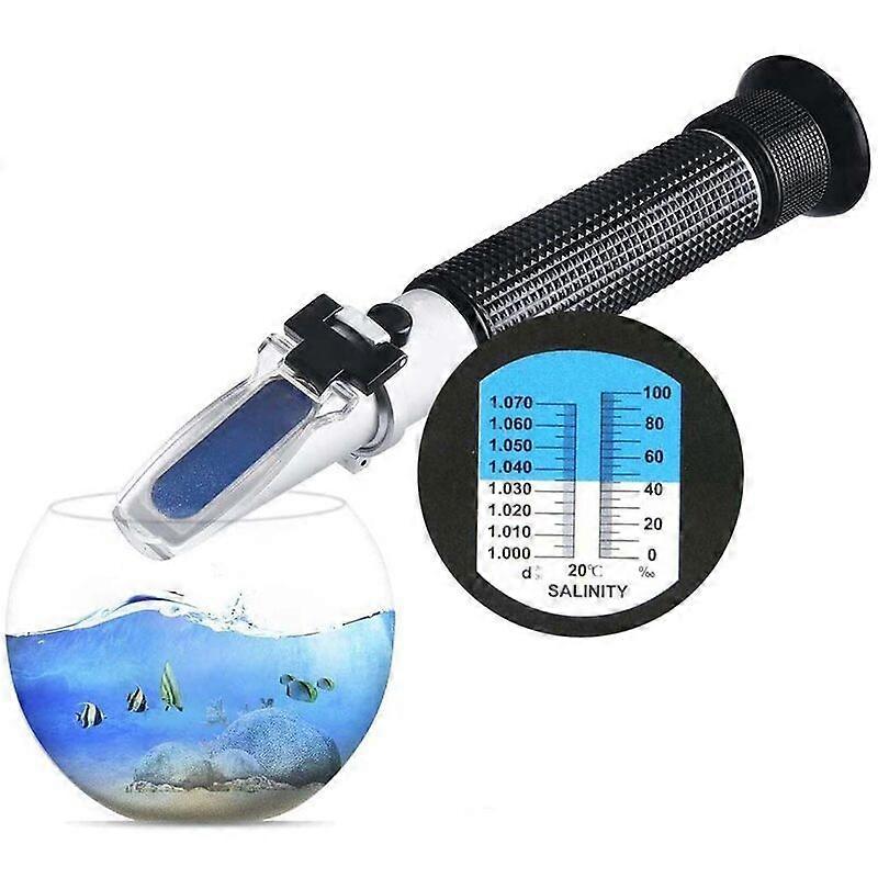 Refractometru de salinitate pentru acvariu cu apă sărată și acvariu marin 0-100 PPT - Scală dublă (1.0 până la 1.070 SG) - Compensare automată a temperaturii
