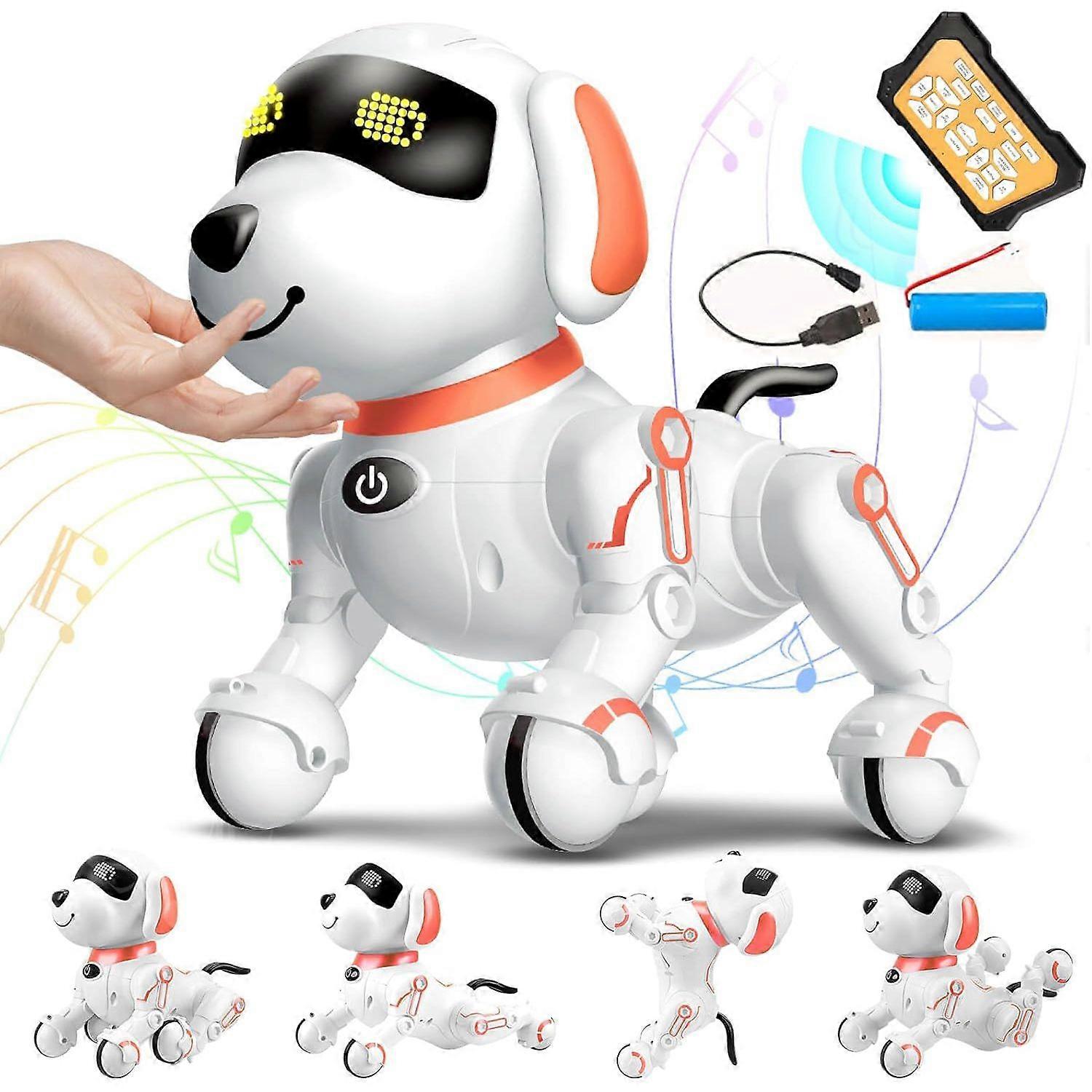 Remote control robot dog toy, suitable for children aged 5-7, pet puppy robot toy, smart robot dog, interactive touch walking and talking toy, suitabl