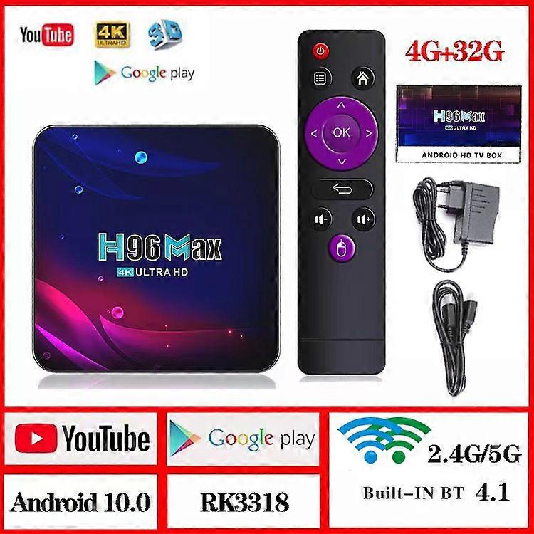 Android 9.0/10.0 H96MAX 4GB+32GB WIFI Quad Core Media Player Smart TV BOX