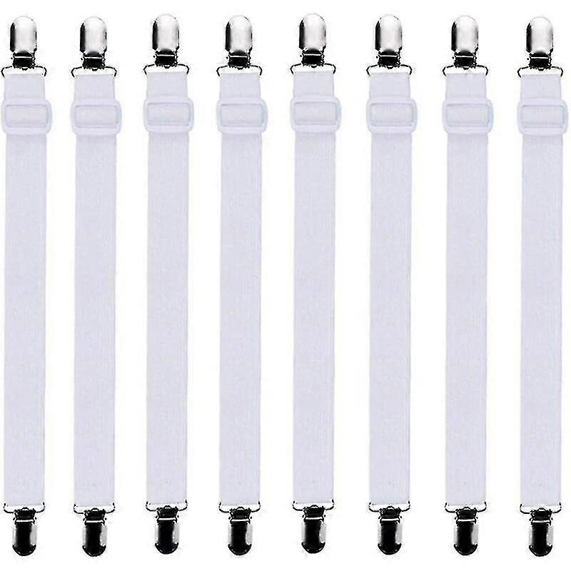 -8pcs (30cm To 120cm) Adjustable Fitted Sheet Bed Sheet Tensioner, Adjustable Tensioners, Suitable For All Beds And Mattresses,white (hy)
