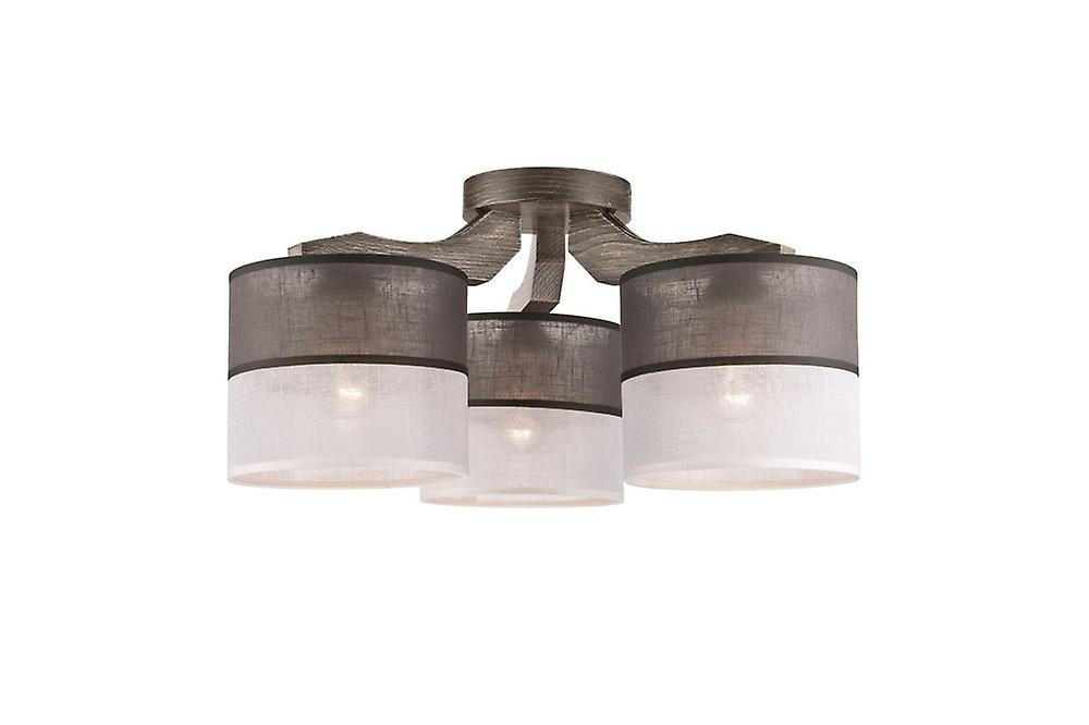 Andrea Multi Arm Semi Flush Ceiling Light, Fabric Shades, Graphite, 3x E27