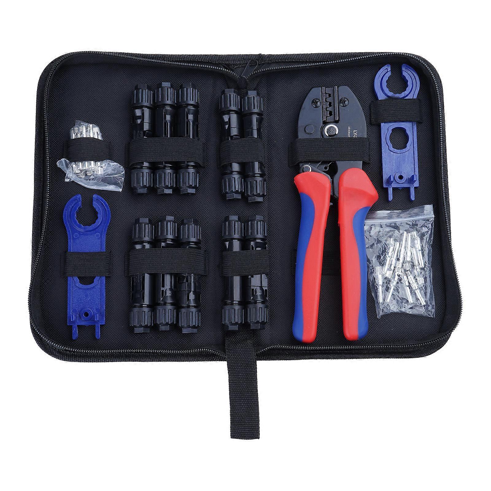 13Pcs Solar Crimper Tool Crimper, 10 Pairs of Solar Connectors, 2 Pairs of Solar Connector Spanner Wrench Tool