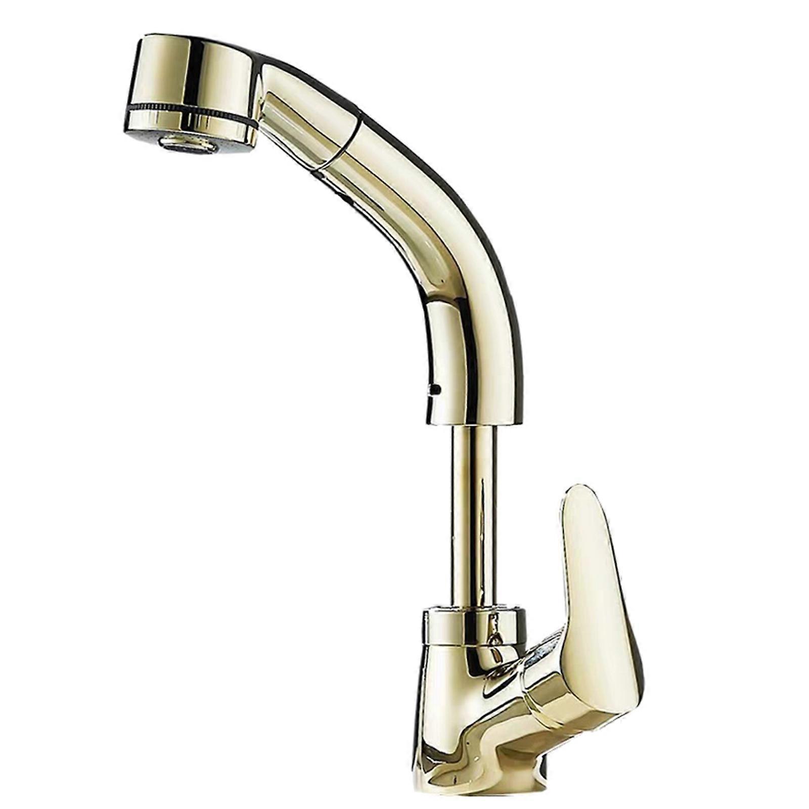 Liftable Basin Faucet with Pull Down Sprayers Bathroom Adjust Height Tap Modern Deck Mount Faucet 2 Water-Flow Modes