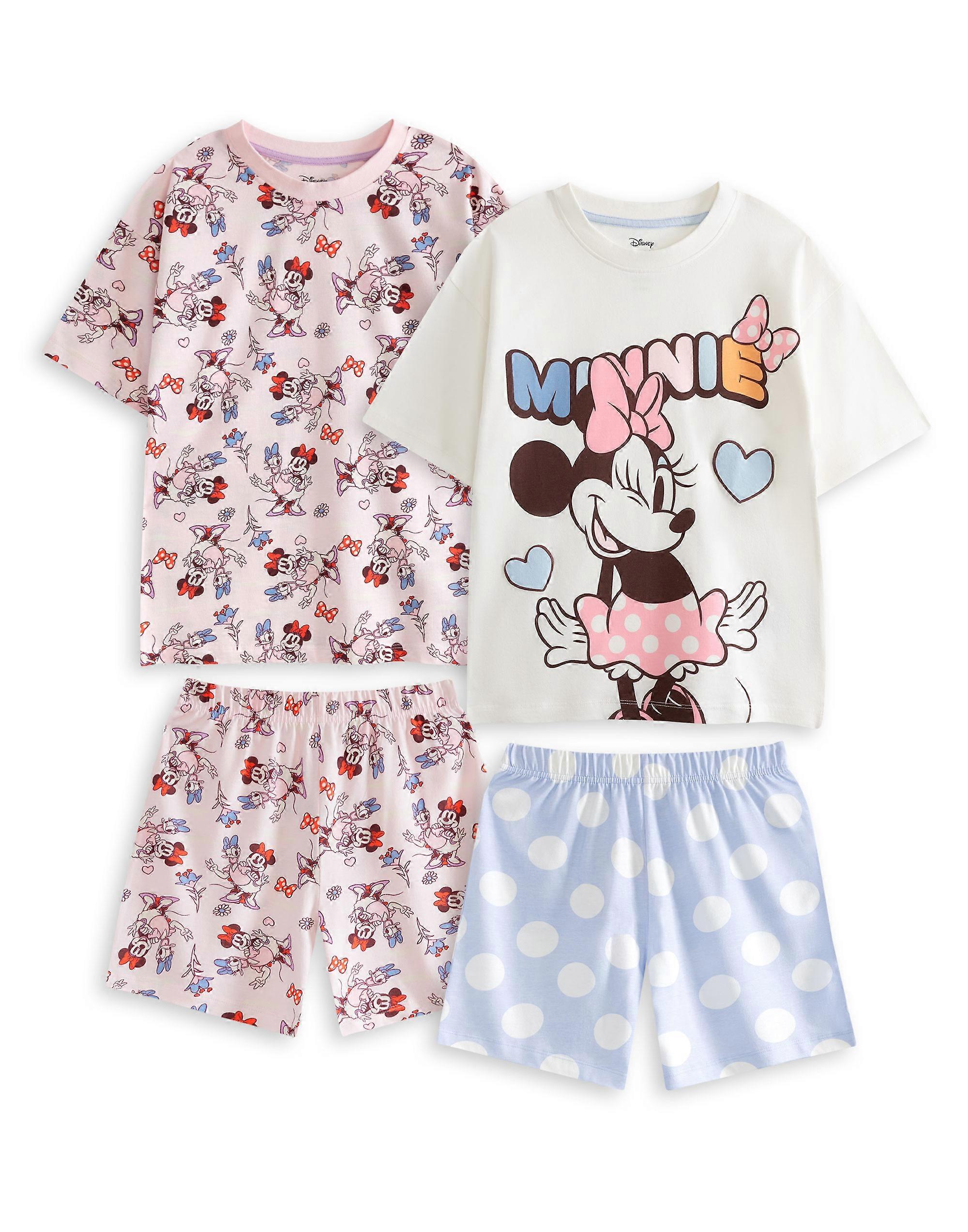 Disney x Minnie Girls Multi-Pack of 2 Short Sleeve Short Leg Pyjama Set Multicoloured Multi Character
