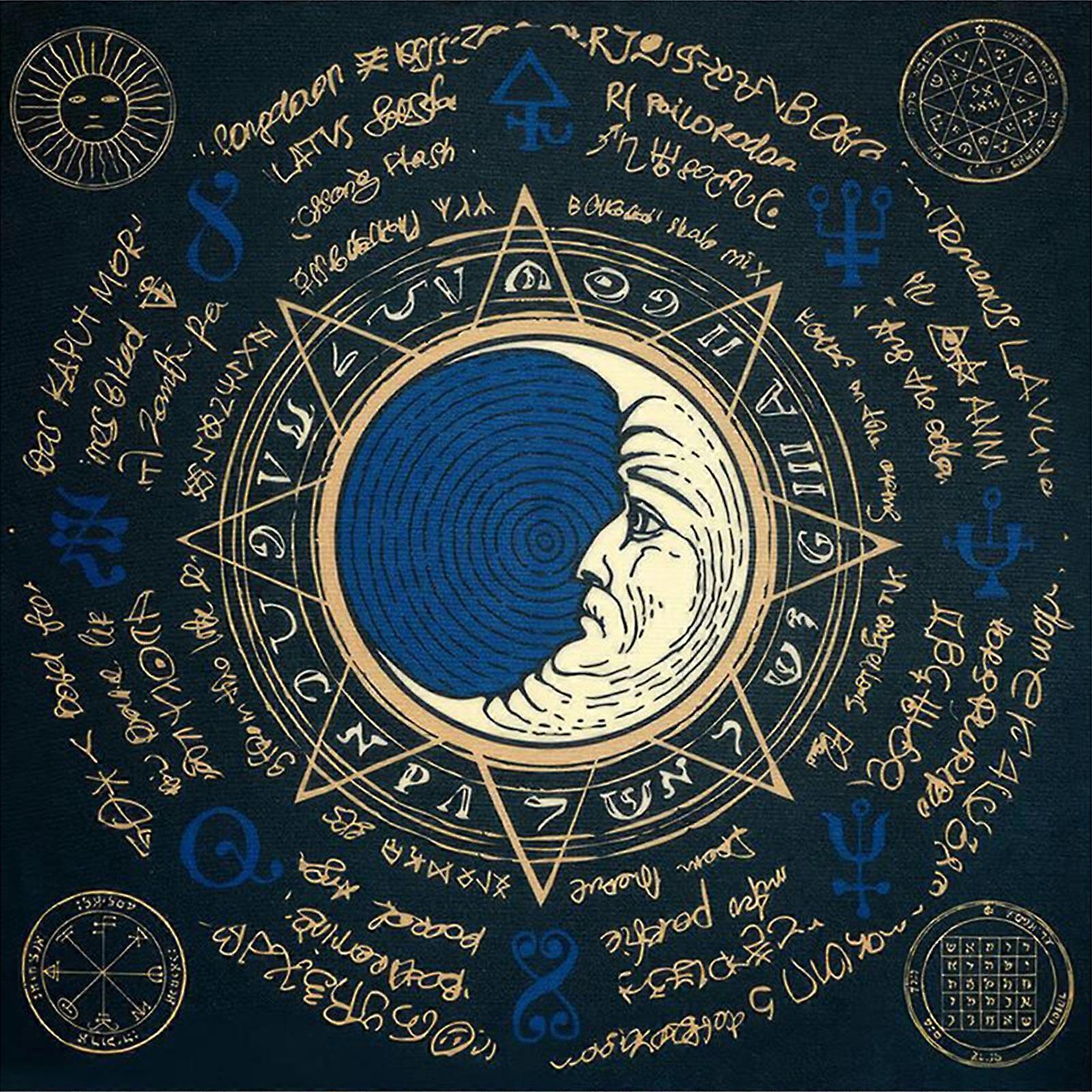 Astrology Tarots Table Altar Cloth Metaphysical Board Game Mat Pendulum Divinations Altar Tablecloth Board Game Card Pad B 75x75cm