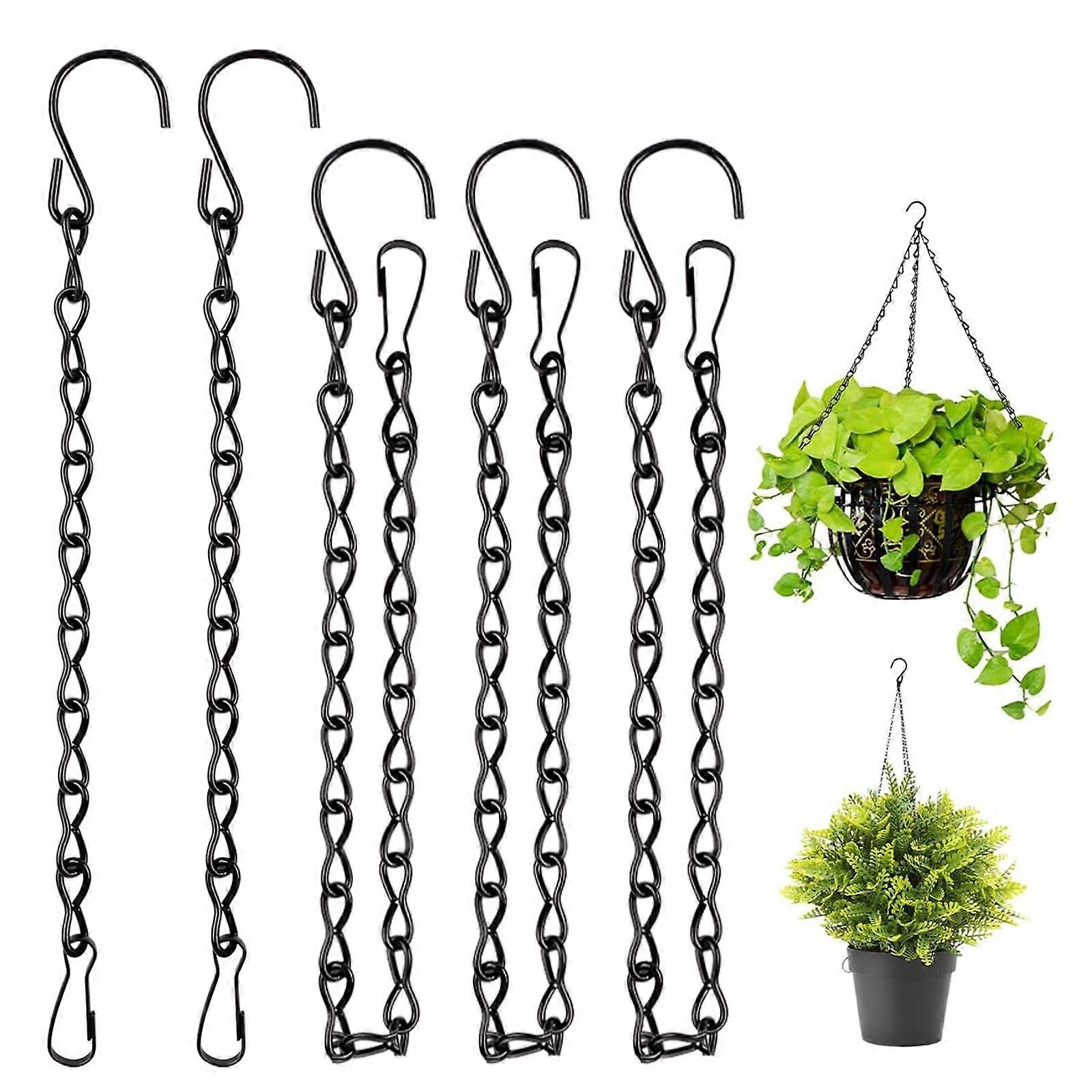 Hanging Basket Cha with S Hooks, Black Hanging Chain for Plants, Pack of 5 Ref: 3196