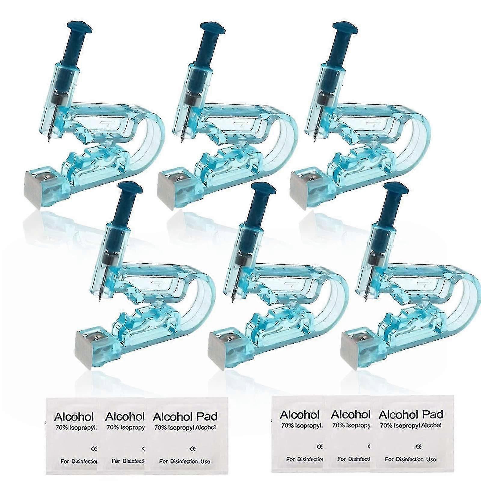 6個のイヤーピアスガン使い捨てイヤーピアスキット、イヤースタッド付きイヤーピアス安全パンクガンユニットツール