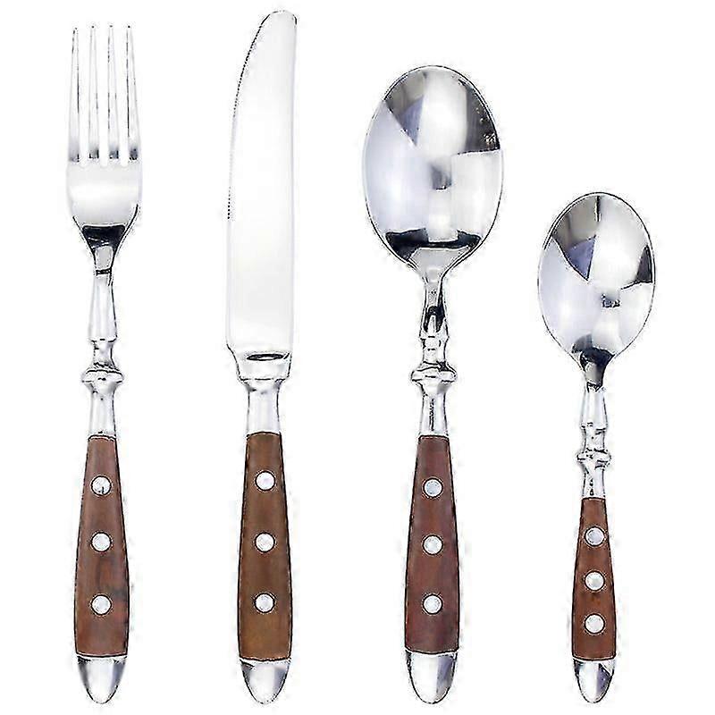 4-Piece Stainless Steel Cutlery Set with Resin Riveted Handle for Fine Dining Utensils
