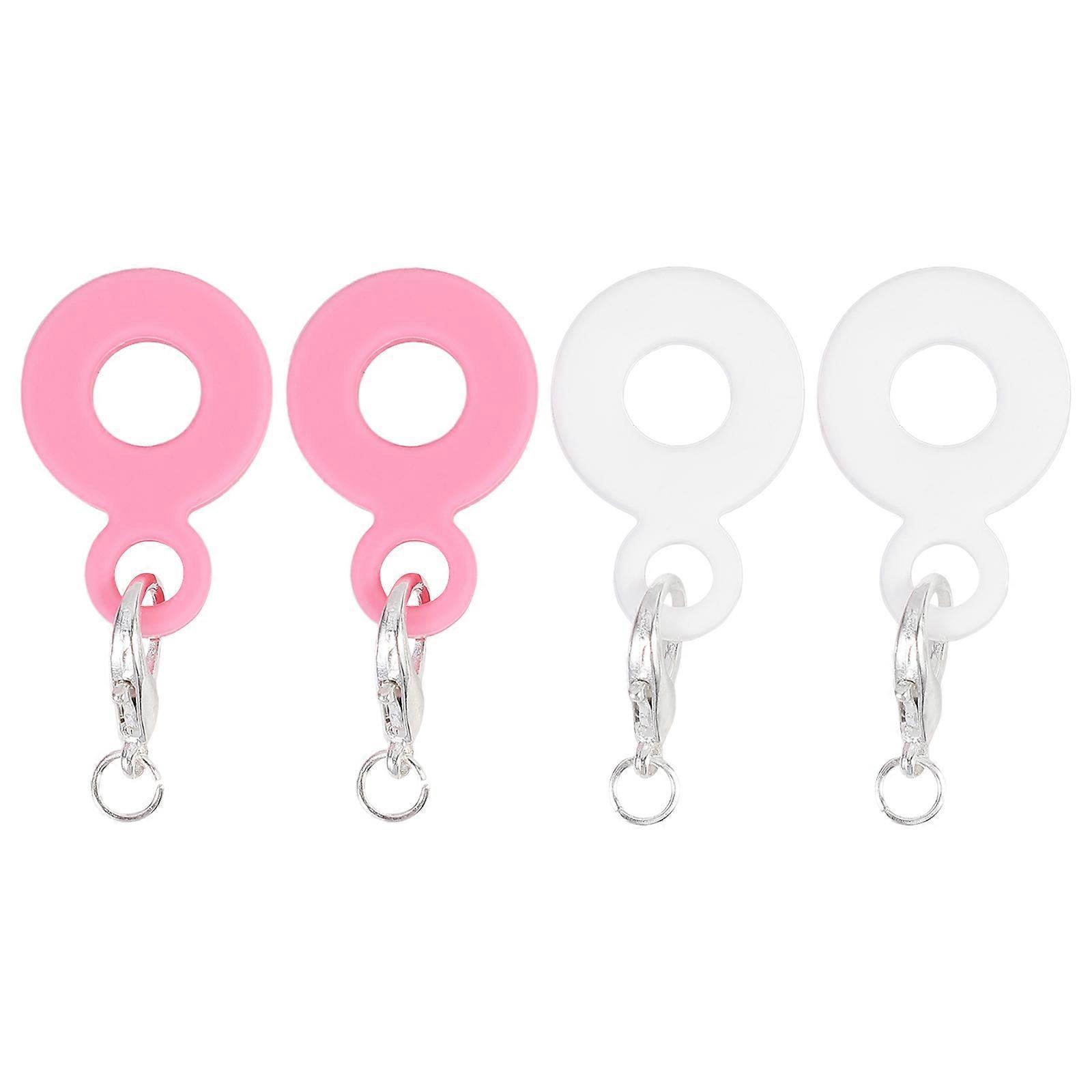 Reusable Silicone Straw Pendant Charm Set   4pcs, White & Pink, Safe Material, Easy Attach & Remove