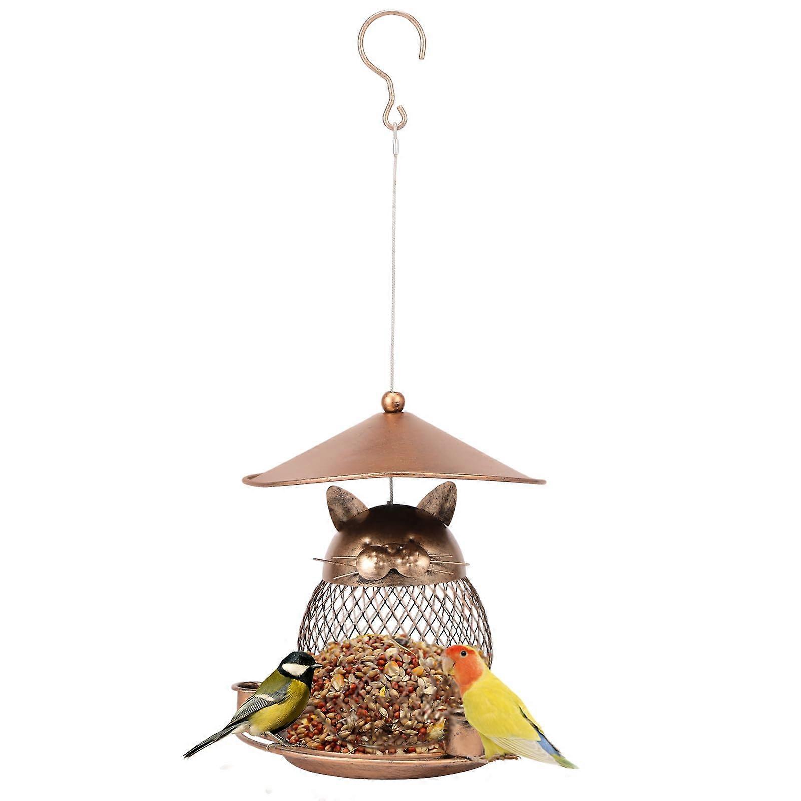 2in1 bird feeder for hanging, large capacity metal with 3 water cups, ratproof
