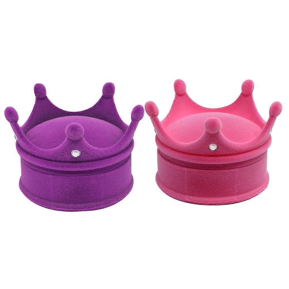 Küpe Kutusu Moda Mücevher Kutusu Taç Şekilli Kulak Saklama Kutusu Pembe Kadınlar Için mevcut Tutucu 2 Takım