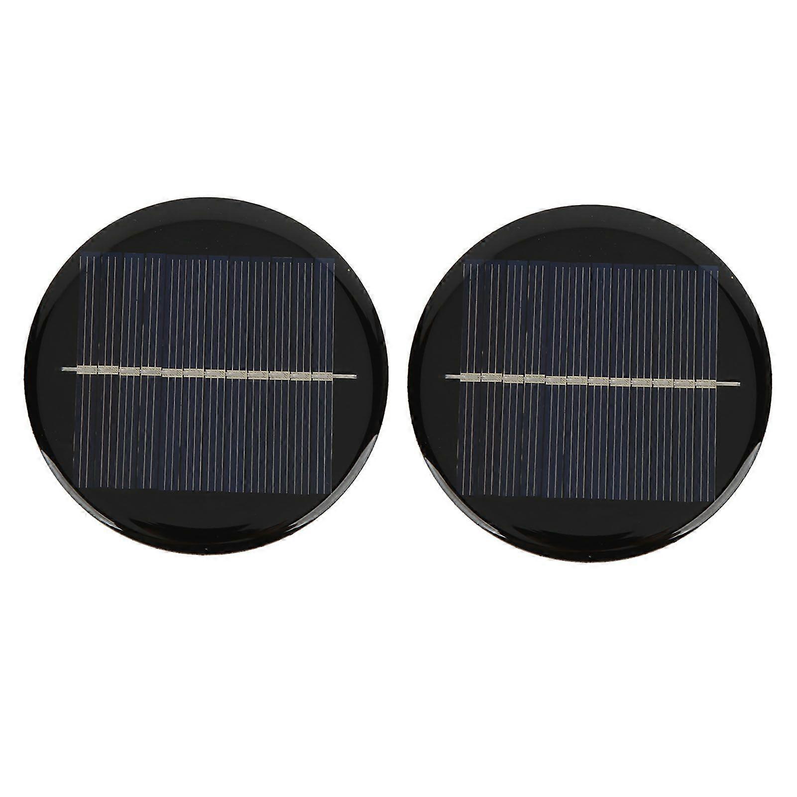 2Pcs Solar Panel 6V Round 80mm High Conversion Rate Good Light Transmittance Polysilicon Solar Cell Panel