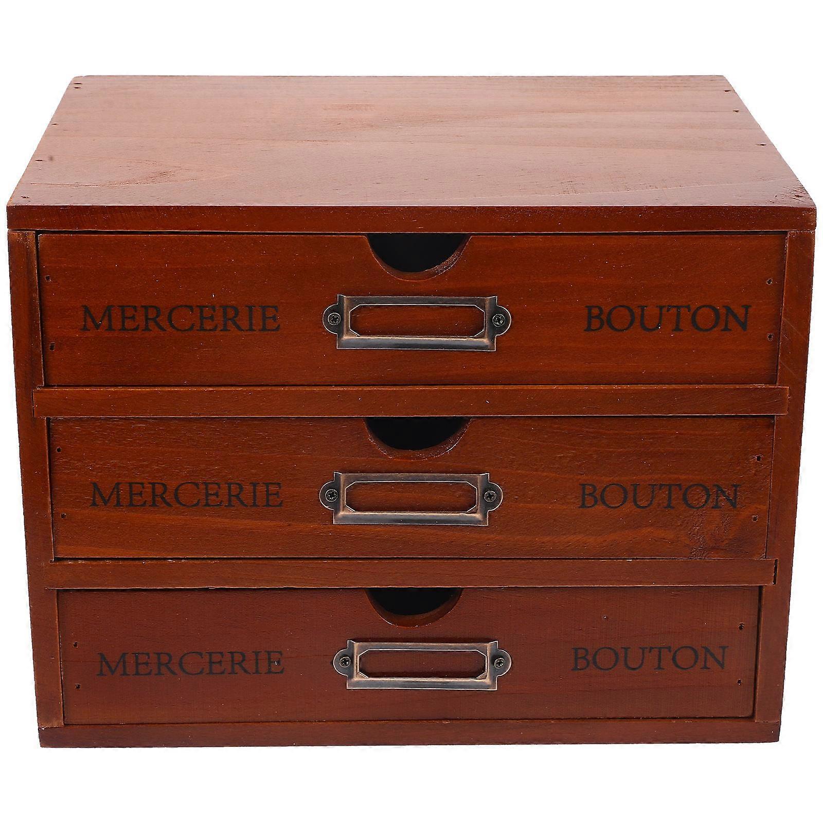 Small Storage Box Drawer 3-Tiered Sundries Storage Box Office Use Storage Drawers 25.00X19.00X17.50CM 1Pcs