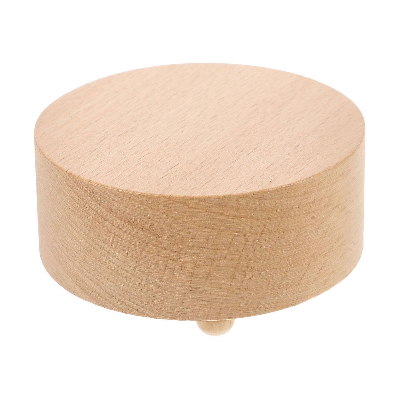 Music Box Accessory Musical Box Base Book Store Decor Wood Round Shape DIY Accessory 1Set