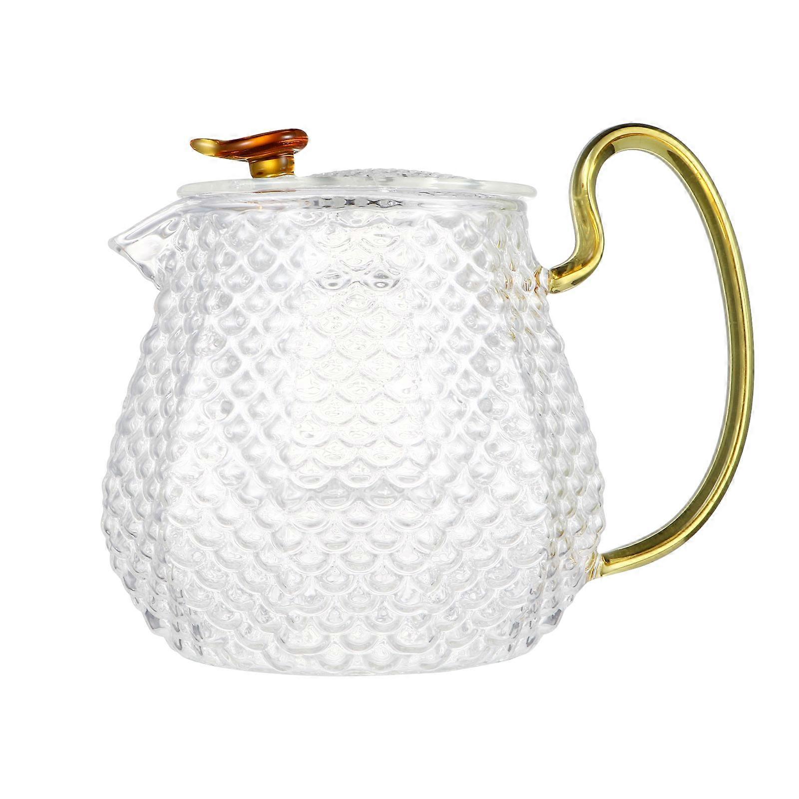 Borosilicate Glass Teapot Heat-Resistant Transparent 15X12X12CM Home Use 600ml Direct Flame Heating 1Pack
