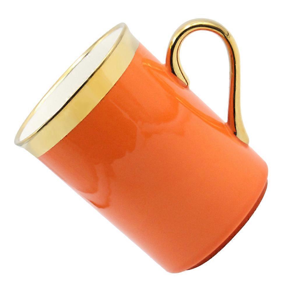 Water Cups Ceramic Coffee Mug Simple Home Use Round Shape 300ml Orange 1Pcs