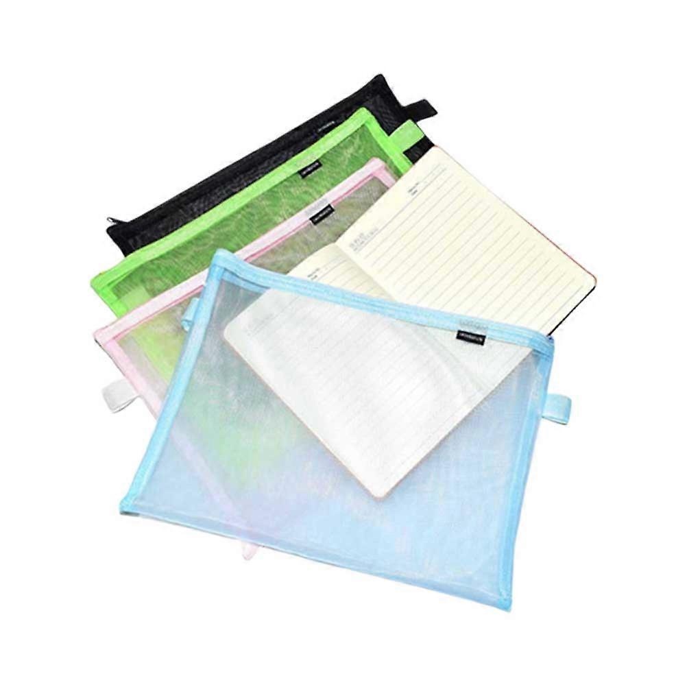 Zipper Bag File Pouch Portable Office School Supplies Rectangular Blue