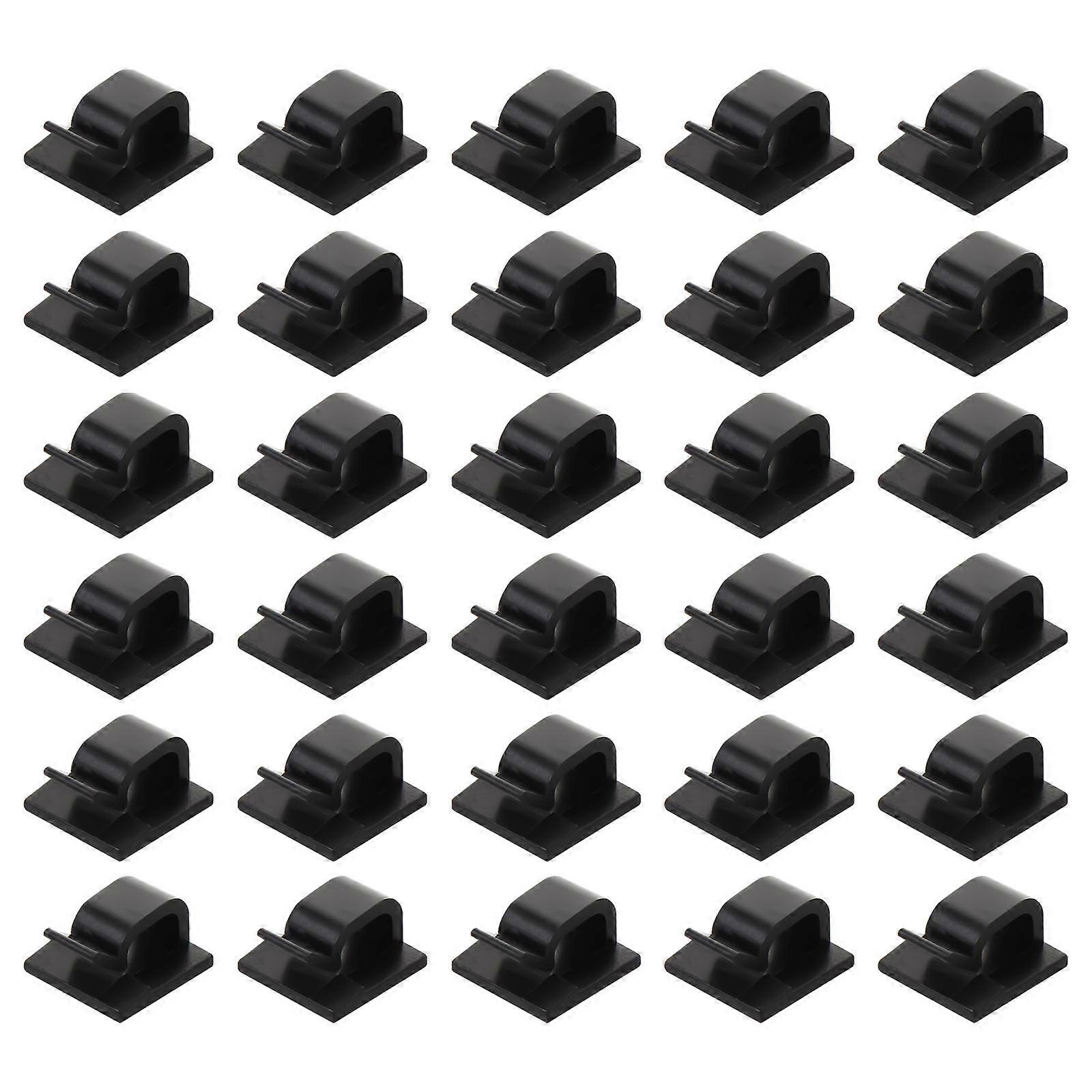 Self-Adhesive Cable Holder Wire Management Clamps Nylon R-Shaped Simple 1.4X1.4X1CM Backing 100Pcs