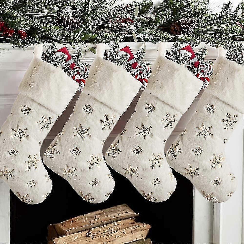 Meias de Natal 4 Pack 19 Polegadas, Grande Meia de Pele Falsa Xmas-MXBC