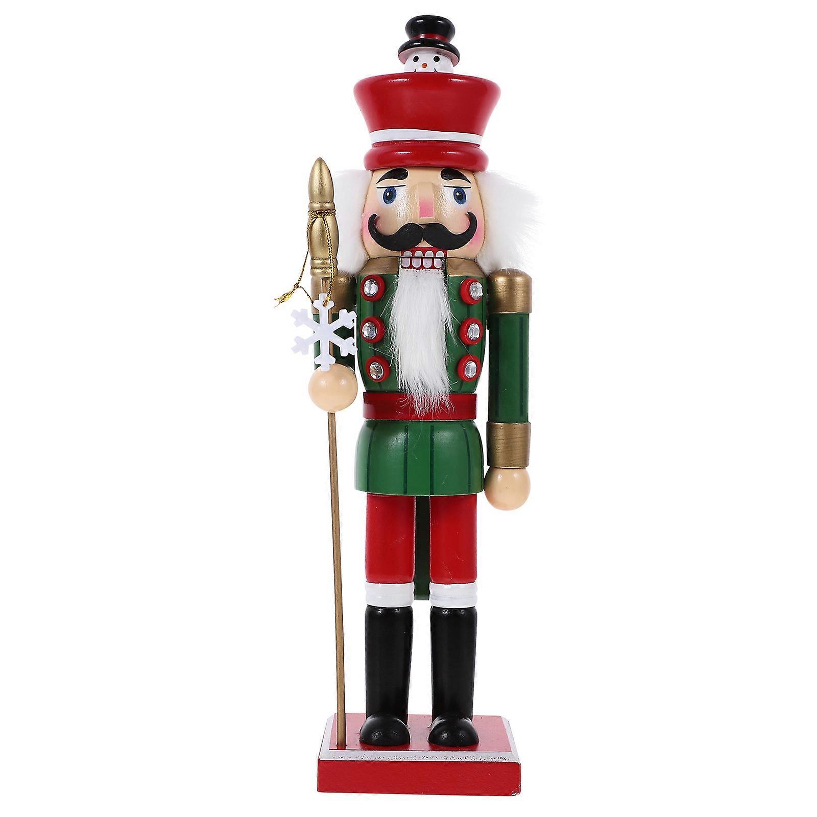 Nutcracker Table Decor Multi Colored Wooden Statue Shape Traditional Christmas Style Indoor Display 1Pcs