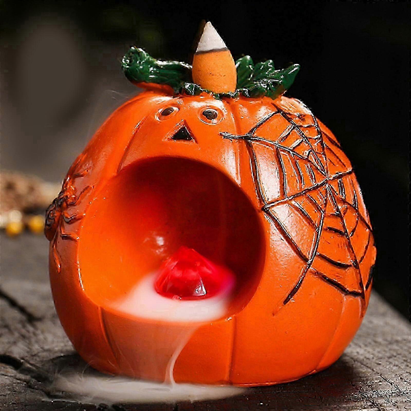 Bruciatore di incenso a riflusso di zucca di Halloween con illuminazione a LED per comodino e sala studio