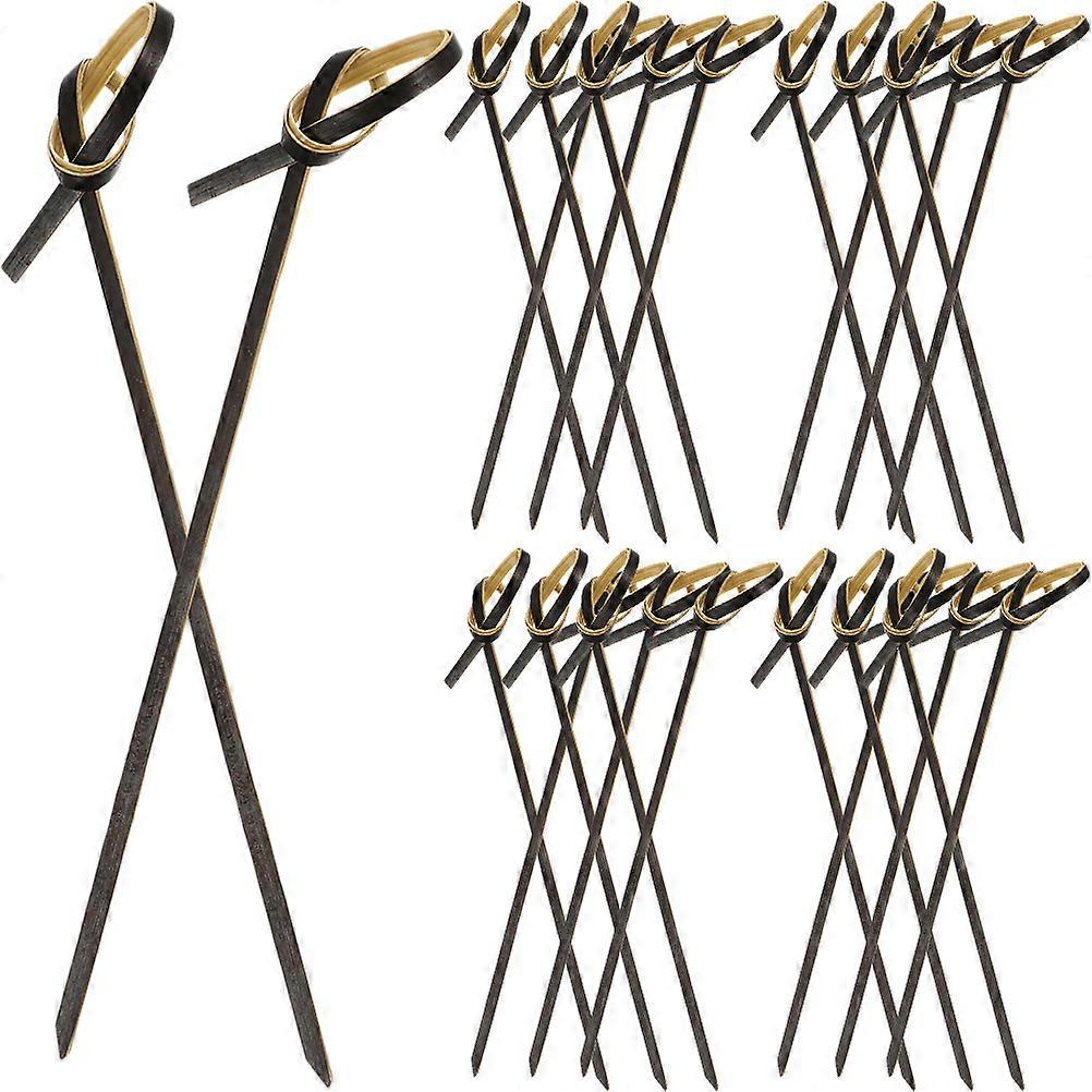 Bamboo Appetizer Skewers Tie Shape Head 9cm Black 2 Sets For Bachelorette Parties