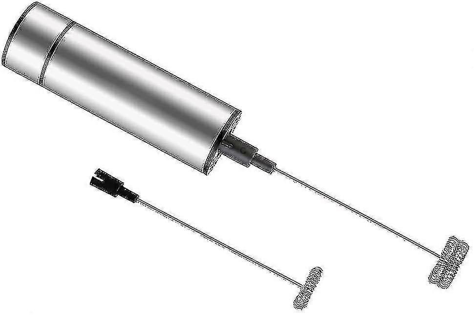 Electric Milk Frother for Home Use with Double Whisk, Manual Milk Frother in Silver Finish Suitable for Various Brands