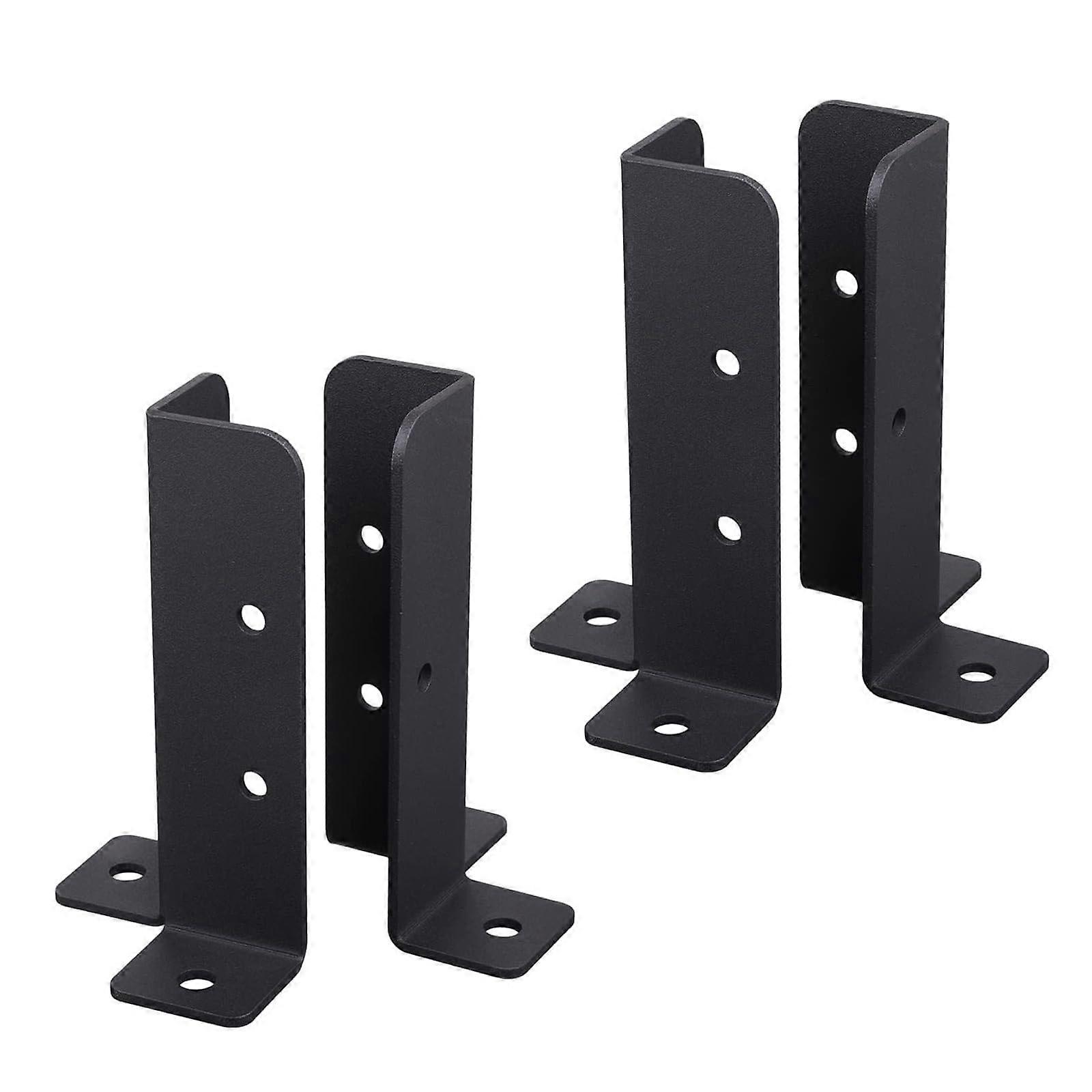 4pcs Post Anchor Adjustable, Post Shoe Fence Square, Black Powder Coated