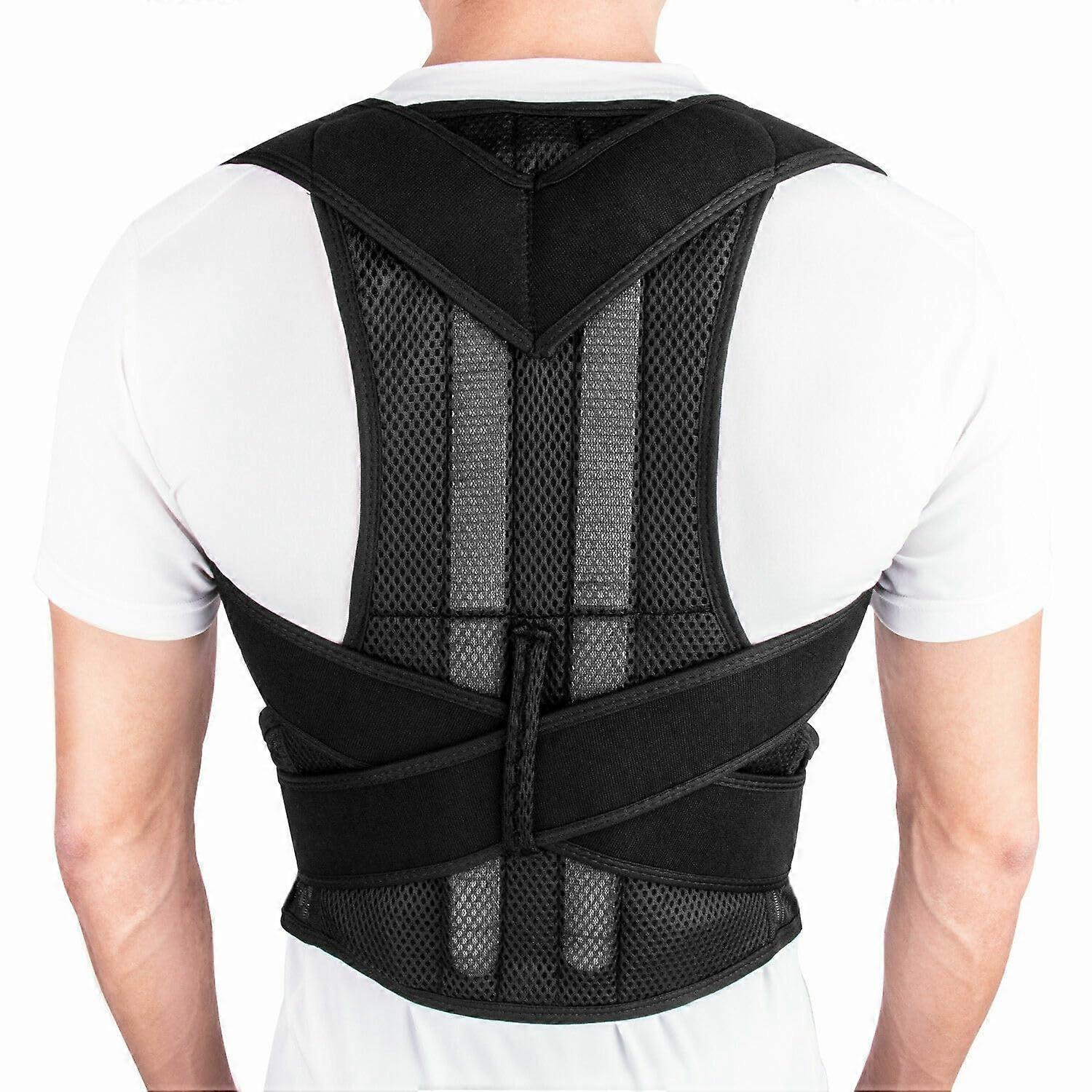 Posture Corrector Adjustable Back Brace Unisex Shoulder Support Clavicle Belt Black Medium M