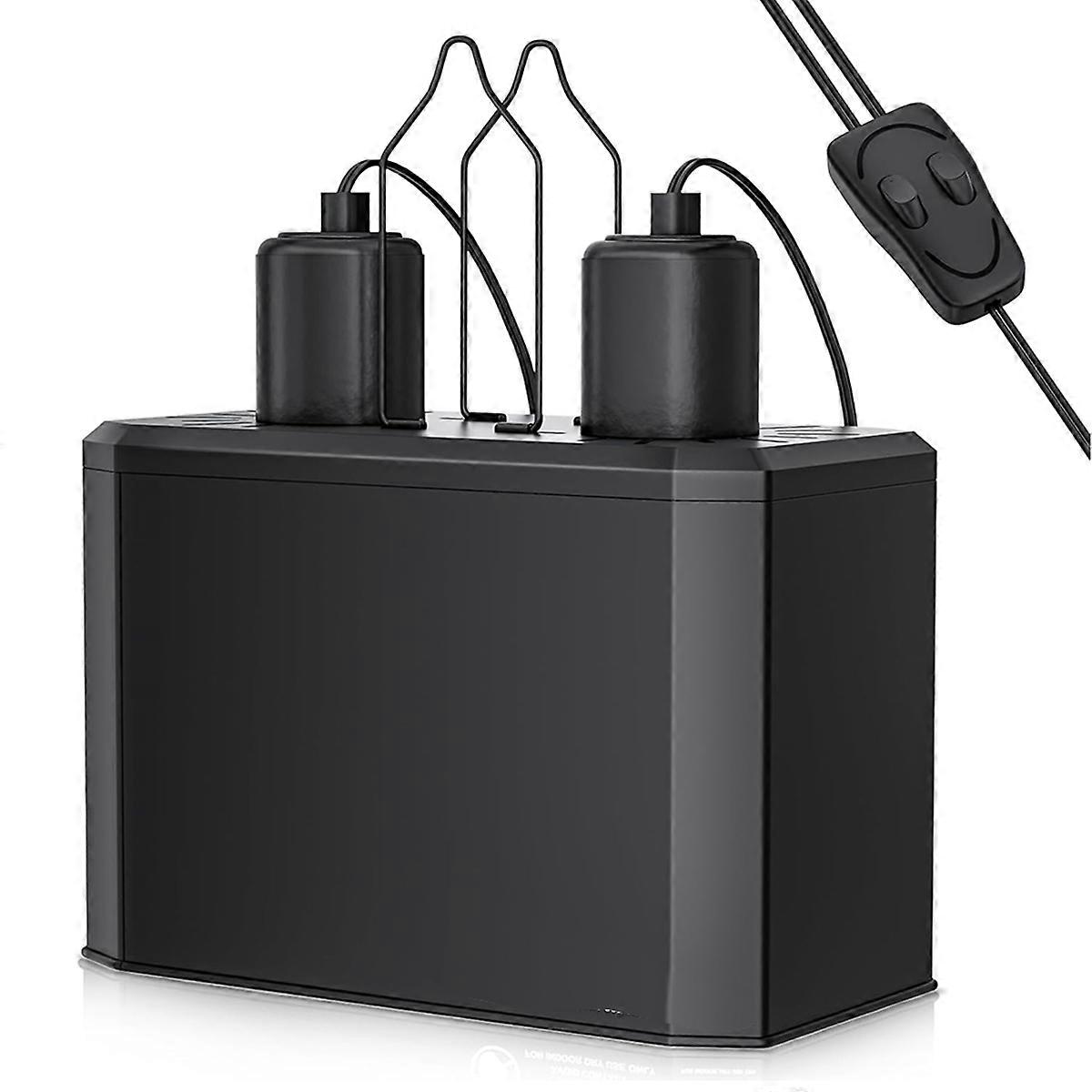 Dual Dome Reptile Lamp Fixture for Heat Lamp & UVB Bulb (Max 100W Each) with Reflector Design for B