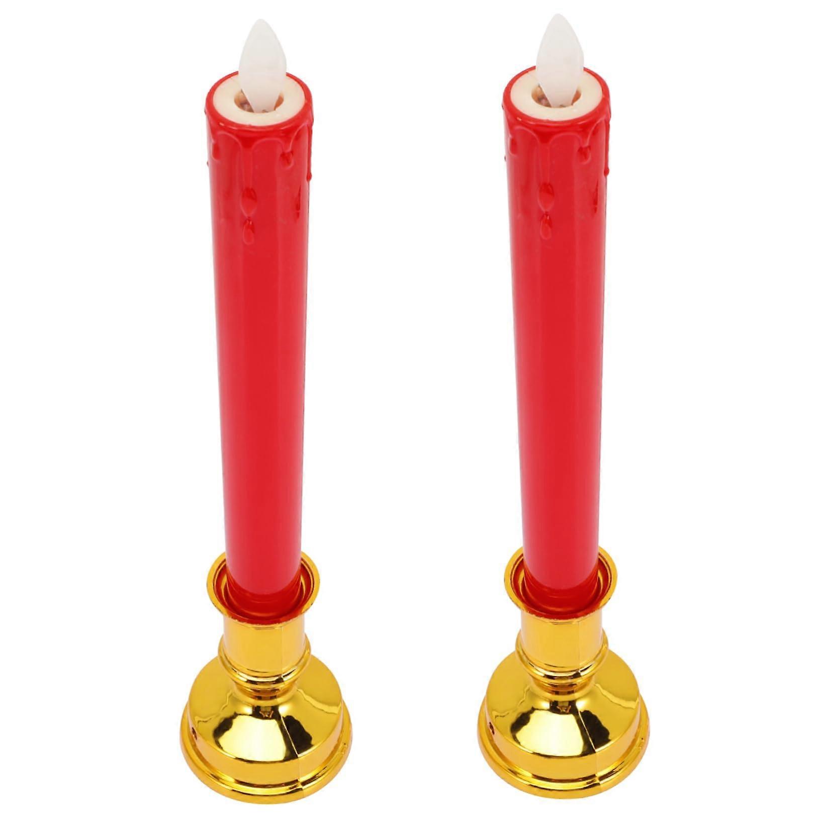 LED Flameless Battery Operated Decorative Candles Pack of 2 for Home Party Atmosphere Soft Glow Waterproof Wax Finish