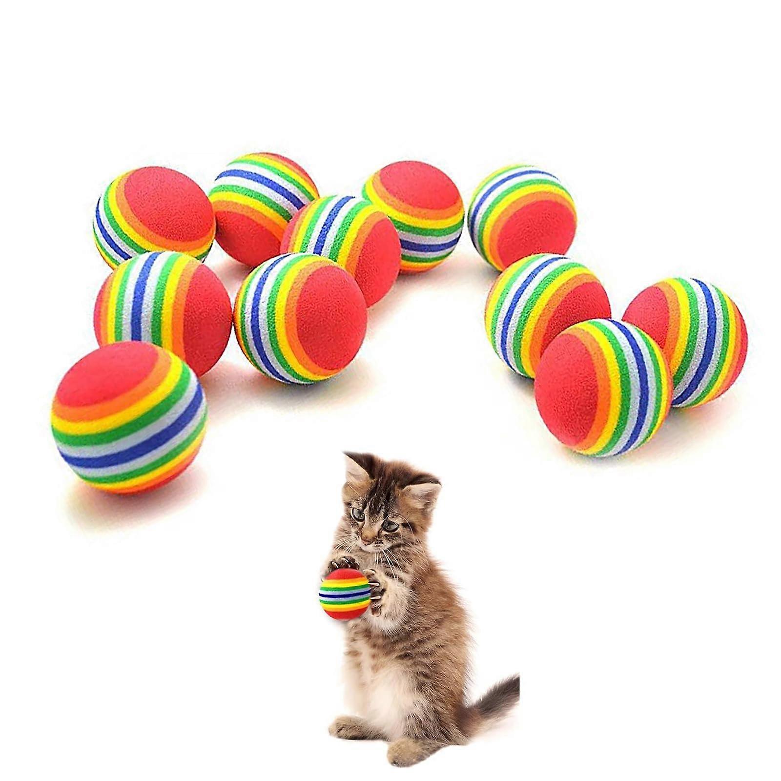 Rainbow Cat Ball, 9 Pz 4.2 cm Soft Cat Ball, Interactive Kitten Toy