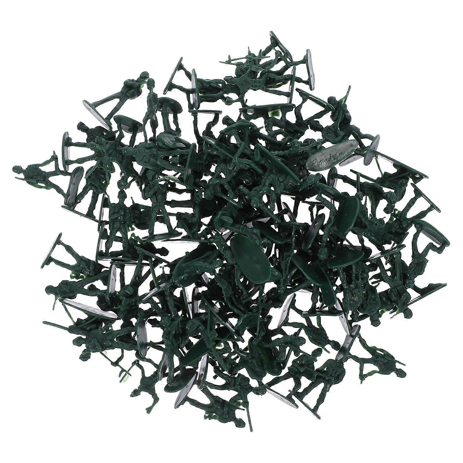 Miniature Soldier Figures 100 Pcs Olive Green Plastic For Sand Table Models Tabletop War Gaming
