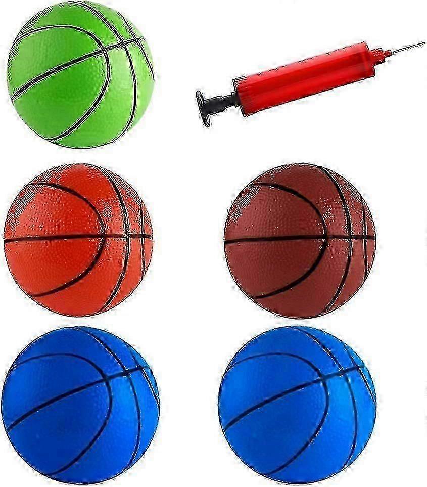 5個ミニバスケットボールインフレーションミニボールおもちゃ、ポンプと針付き子供用