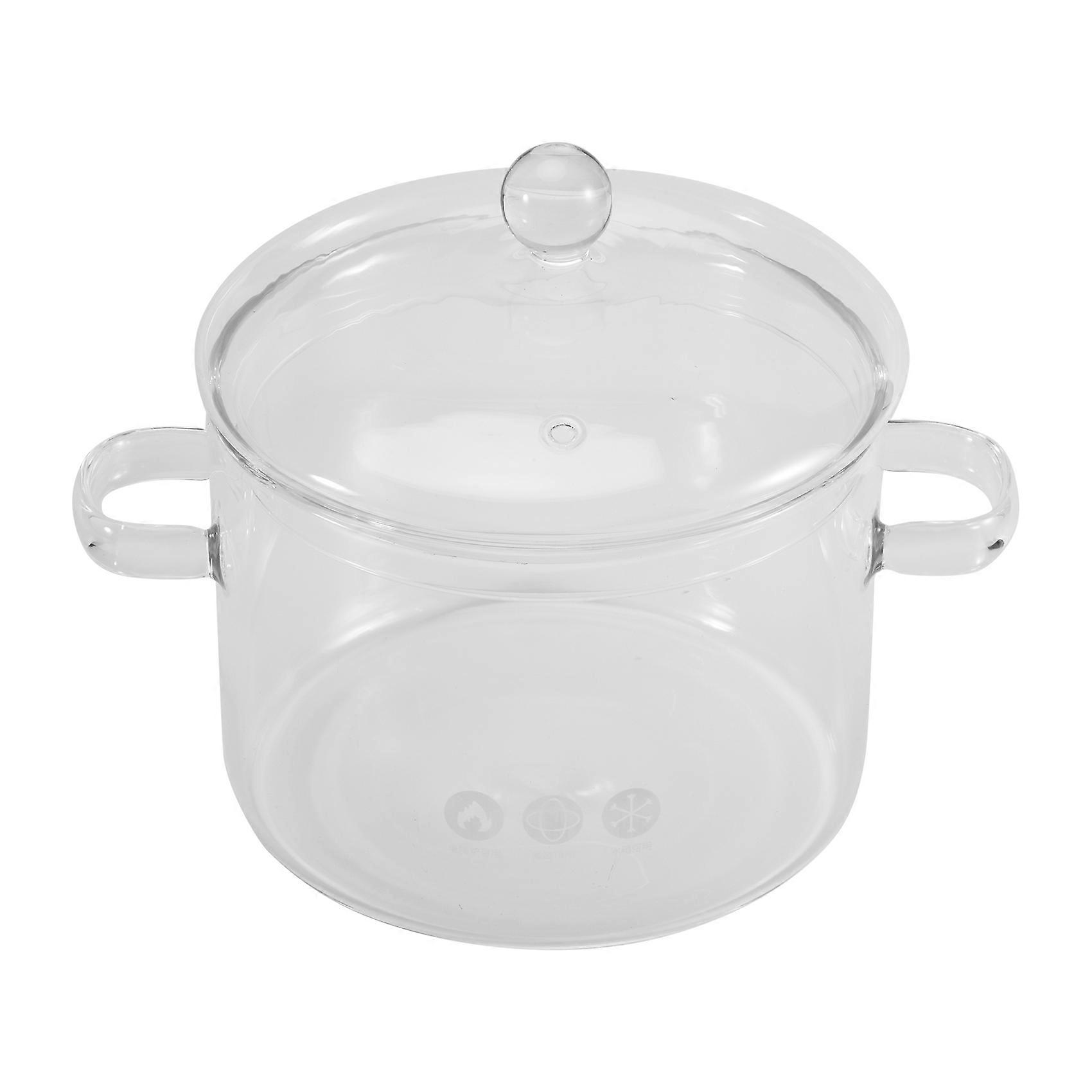 Glass Saucepan with Cover,Stovetop Cooking Pot with Lid and Handle Simmer Pot Clear Soup Pot, High Borosilicate 1900ML