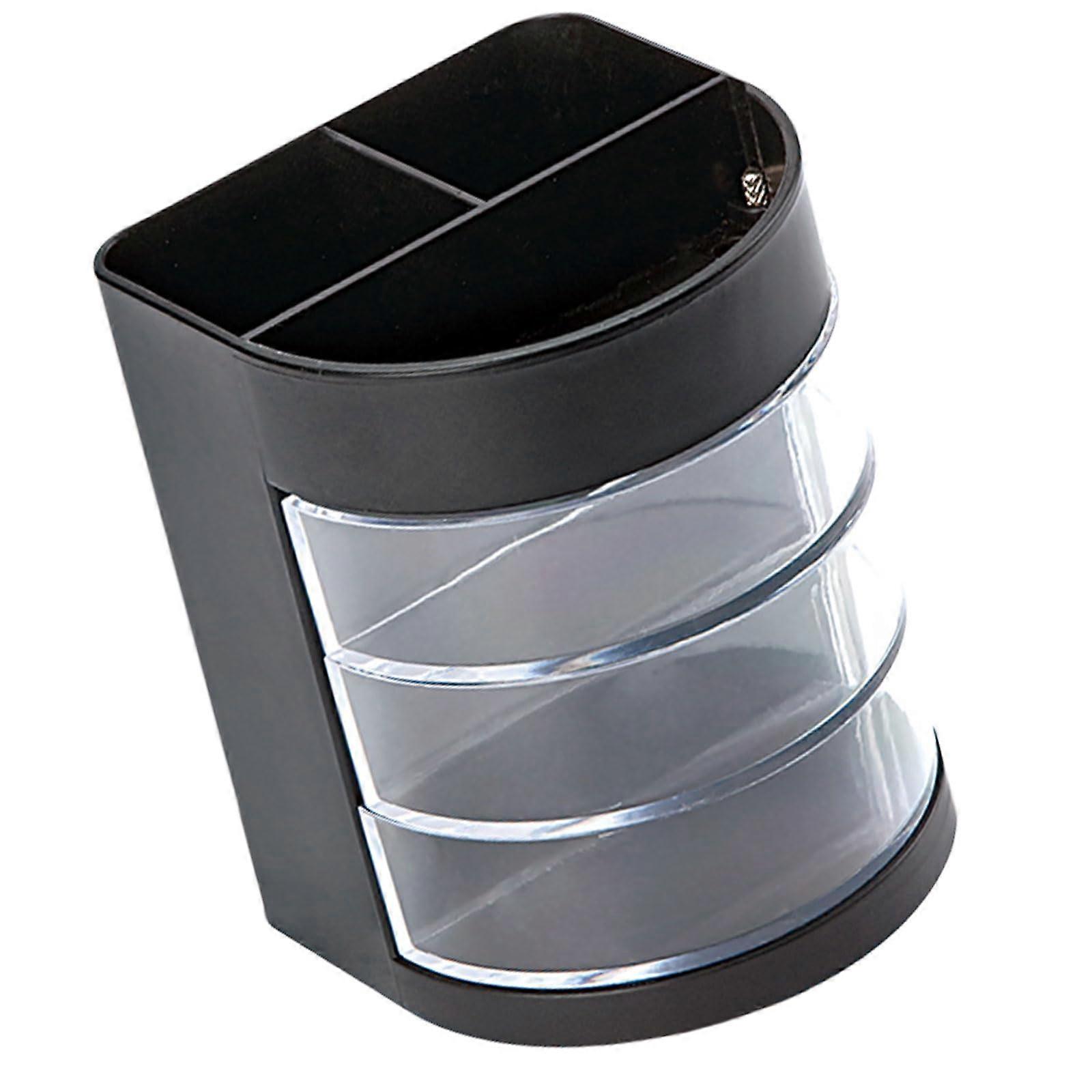 Multifunctional pen holder with 3 rotating drawers, desk organizer, storage box, black office desktop organizer