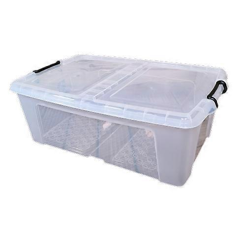 50L Smart Storage Box, Clear With Clear Extra Strong Lid, Stackable And Nestable Design Storage Solution