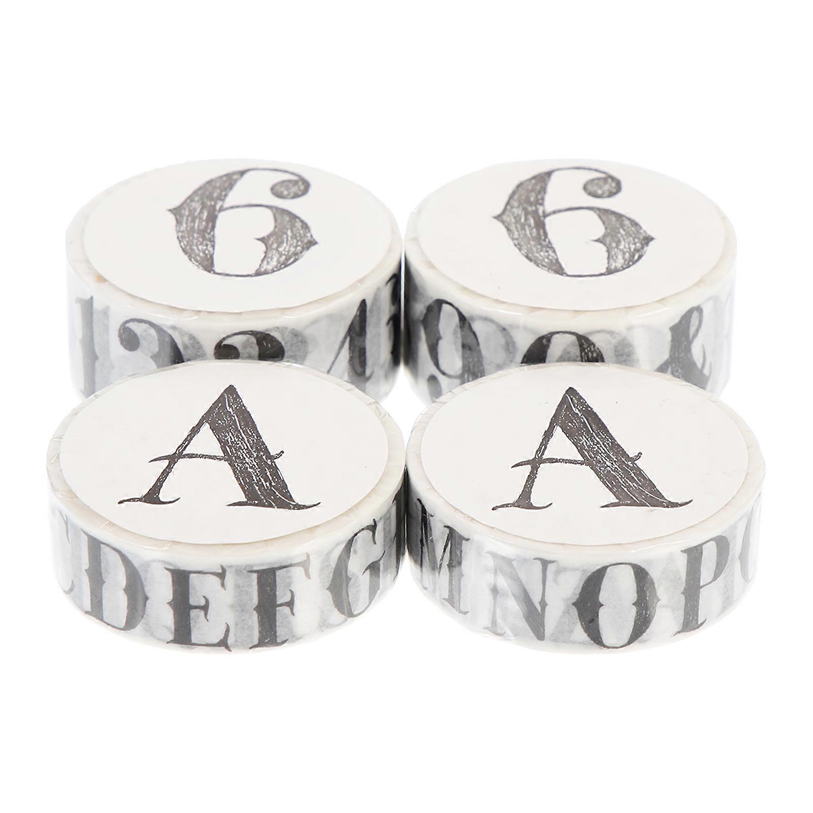 Multi-Purpose Washi Tape Decorative Tape for DIY 4 Rolls of Alphabet Number Stickers