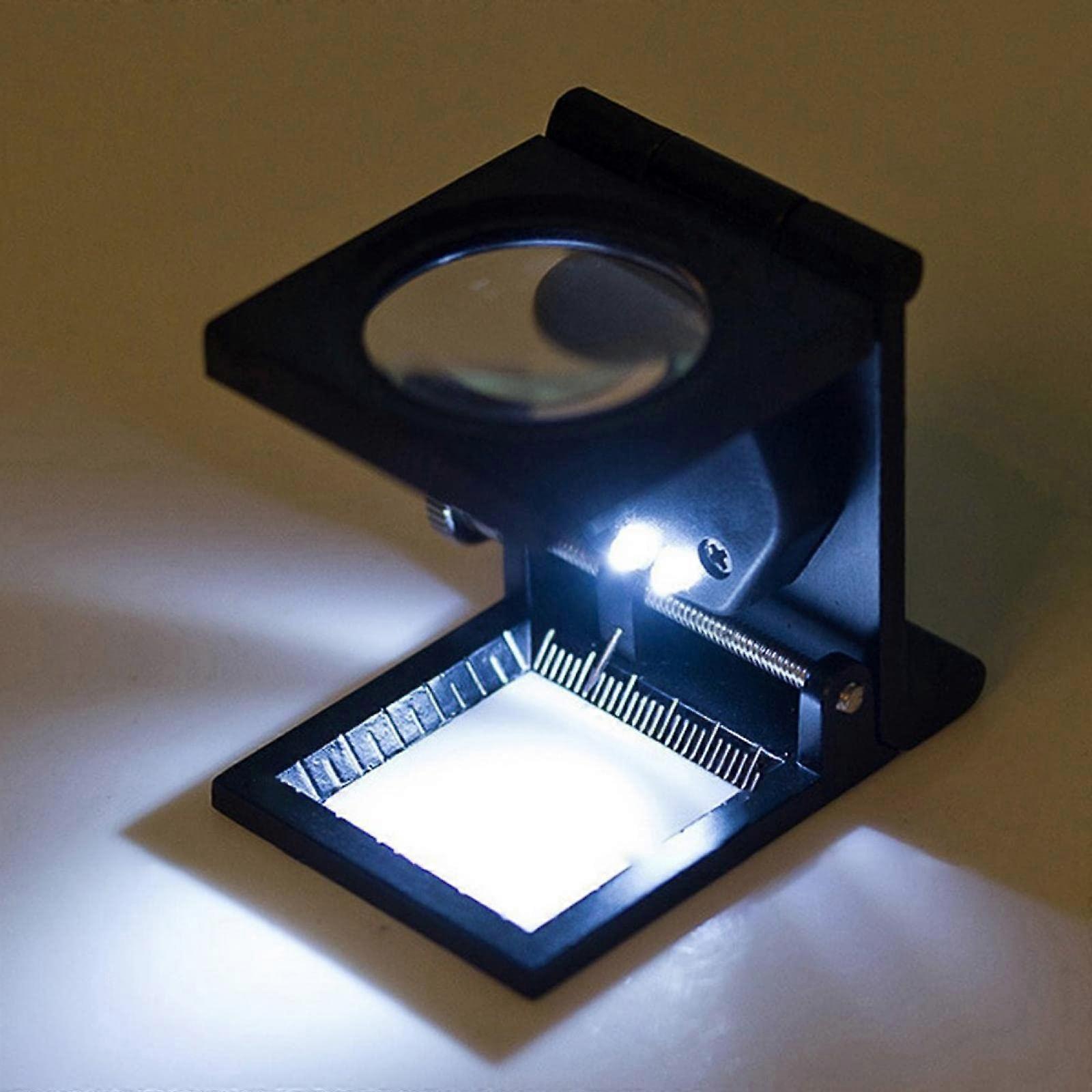 1 Piece Foldable Metal Canvas Tester Magnifier Printer Magnifier with 2 LEDs