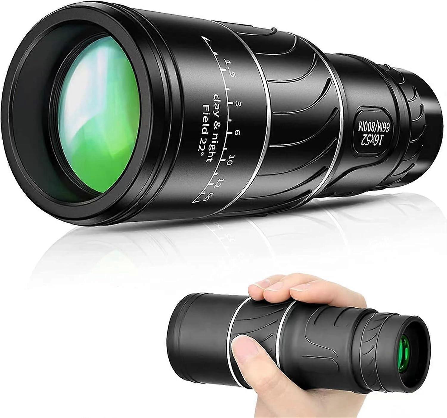High Power HD Compact Monocular 16x52 with Dual Focus Optics, BAK4 Prism for Bird Watching, Travel, and Mobile Phones