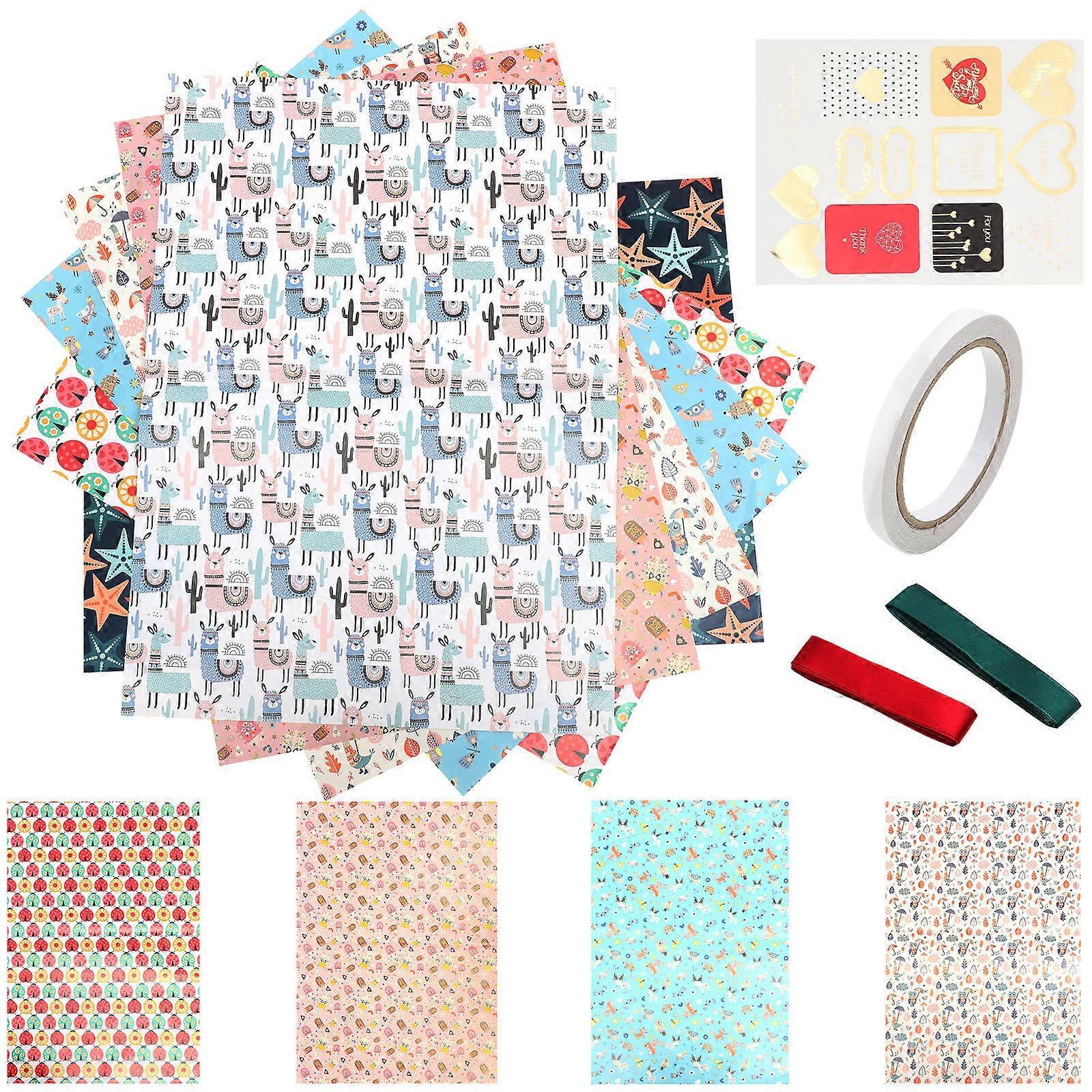 Gift Wrapping Paper Set with Ribbon for Party, Birthday, Shower, and Festival – Versatile Decorative Craft Wrap with Smooth Texture and Delicate