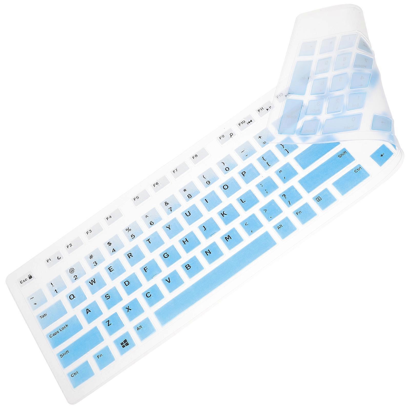 Silicone Dust Cover for Keyboard Compatible with Dell KB216 Home Use Rectangle Shape Gradient Blue 44.00X13.00X0.30CM Dustproof 1Pc