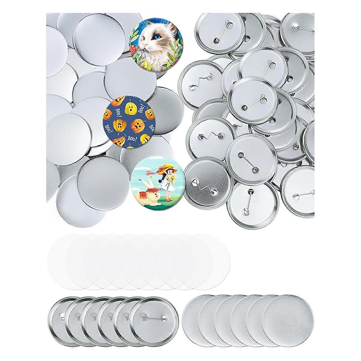 150 Pcs 2.28inch(58mm) Button Blanks Kit- for Custom Pins, Includes Metal Shells, Pin Backs&Clear Film