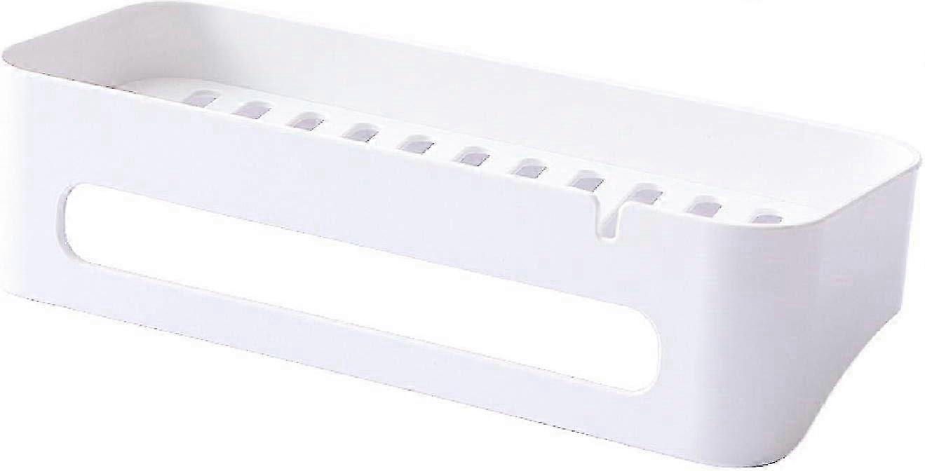 Self-Adhesive Bathroom Shelf with 4 Hooks - Multifunctional Organizer for Shampoo, Soap, & Kitchen Storage Solutions